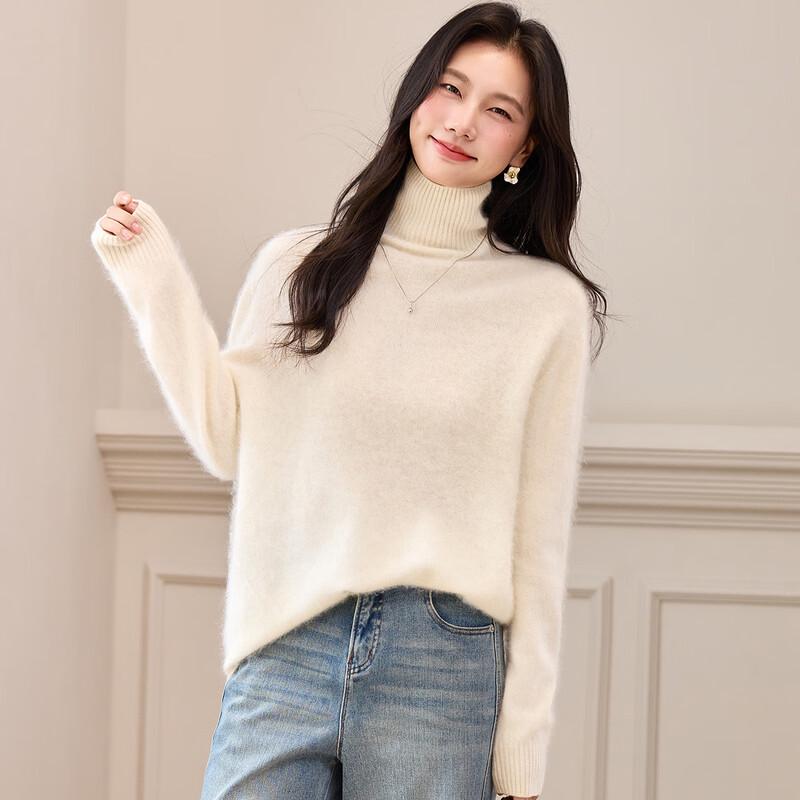 Женский кашемировый свитер премиум-класса с высоким воротом L