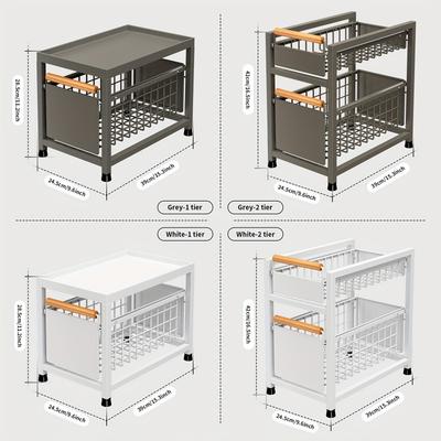 Multi-functional Metal Wire Organizer for Kitchen Cabinet Snacks and Bathroom Essentials Slide-out Storage Drawer Space Saver