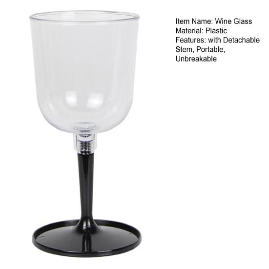 Outdoor Camping Collapsible Wine Glass with Detachable Stem Portable Unbreakable Clear Wine Goblet Travel Shatterproof Champagne Cup
