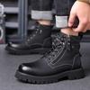 Fashion Classic Outdoor Mens Casual Leather High Top Boots Stylish Ankle Boots Autumn Warm Winter Shoes Hot Sale Lace-Up Motocross Botas