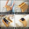 1/2Pcs Bamboo Couch Armrest Table Wooden Arm Tray with Removable Cup Holder Foldable Anti-Slip Sofa Side Remote Controls Phones Cups Snacks Organizer
