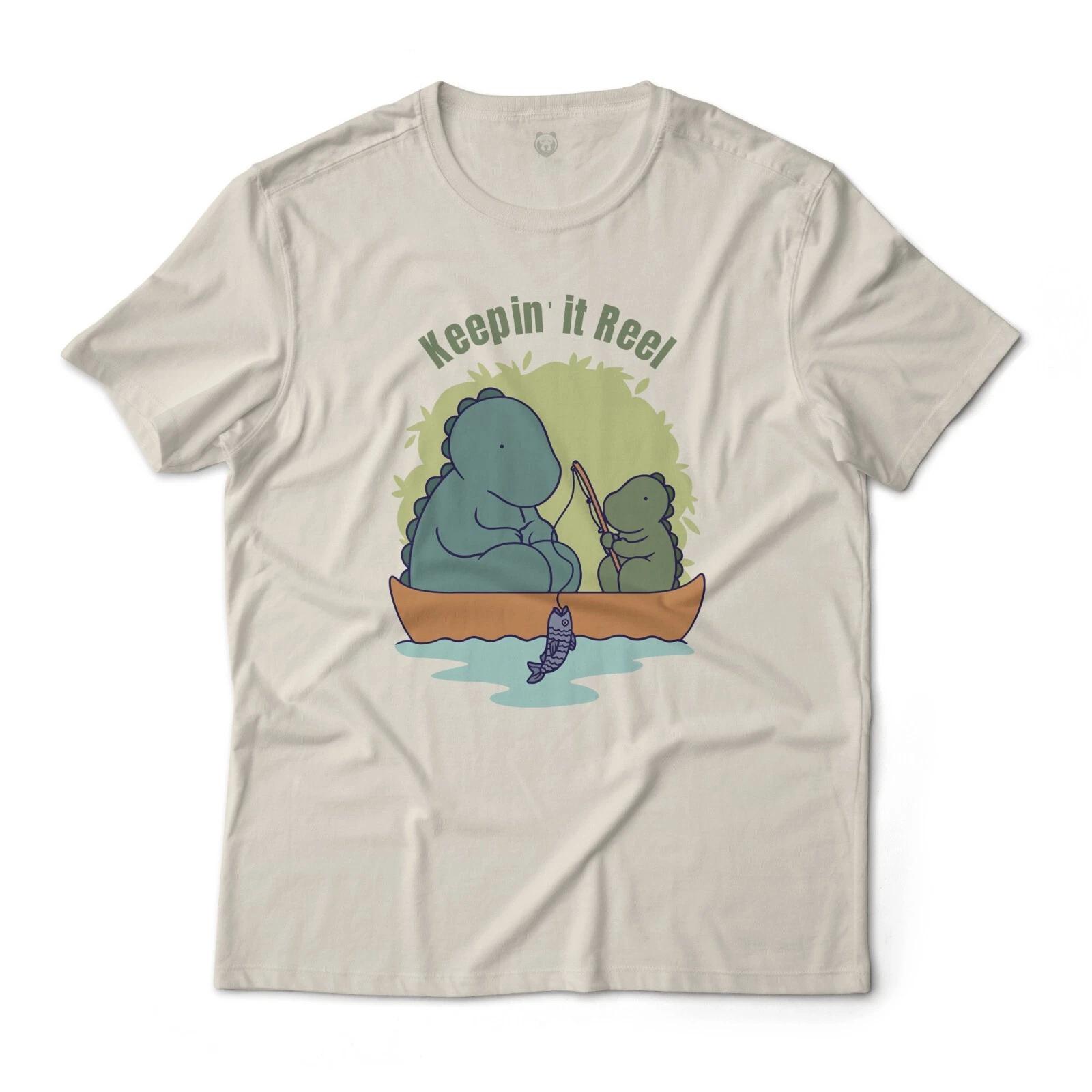 

Keepin It Reel Dinosaur Father Son Fishing Graphic T-T-Shirt Lightweight Cotton 2XL