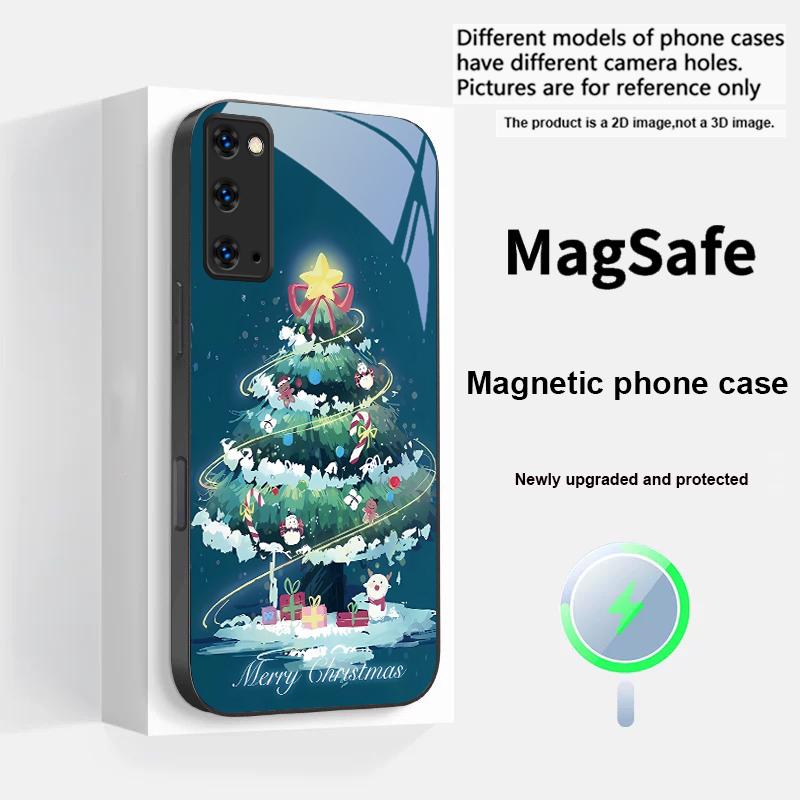 Decorated Christmas Tree For Magsafe Samsung S25 S25 Edge S25Ultra S8 9 10 20 S21 Pro 22 Plus S23 FE S24 Ultra Glass Phone Case