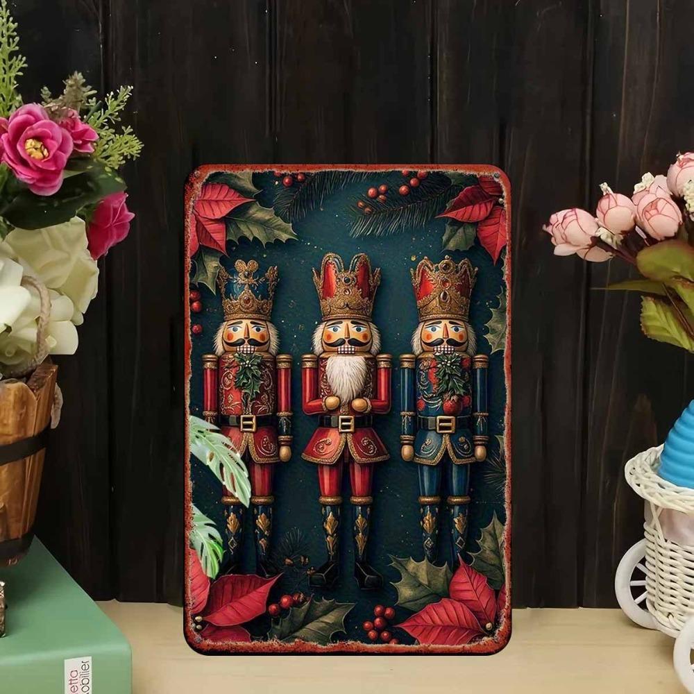 Christmas Nutcracker Tin Wall Art Decoration - For Bedroom/Bar/Garage/Garden, Holiday Art, Bar Owner Gift