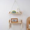 Unique Decorative Floating Tassels Shelf Wood Wall Mounted Storage Rack for Living Room Stylish Bedroom Organizer