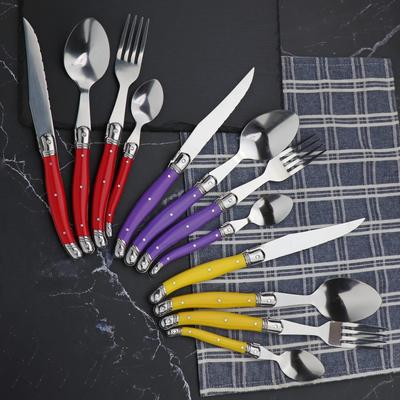 Jaswehome 4 pezzi Set di posate in acciaio inossidabile Laguiole Coltello da cena Forchetta Cucchiaio Utensili in acciaio Stoviglie Set da cena Stoviglie