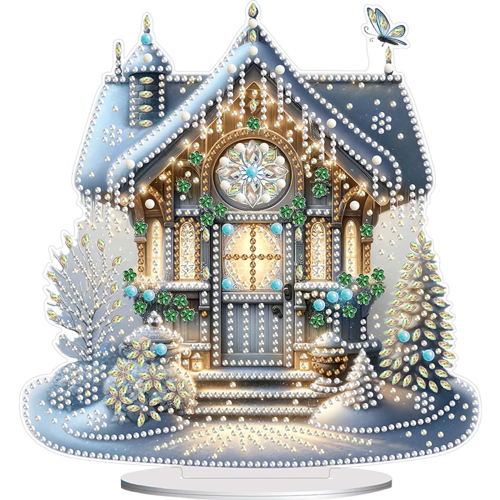 

Acrylic Christmas House Diamond Painting Tabletop Ornaments Kit Table Top Diamond Painting Ornament Kits for Adults Beginner