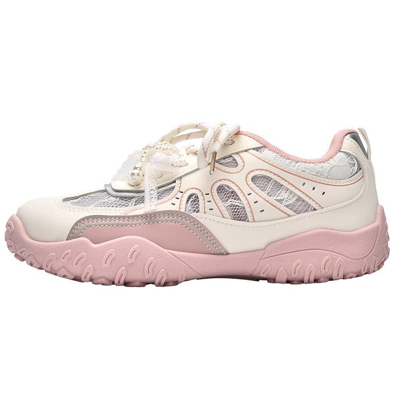 

Летние новые кружевные жемчужные кроссовки на толстой подошве, дышащие, повседневные 5301 40