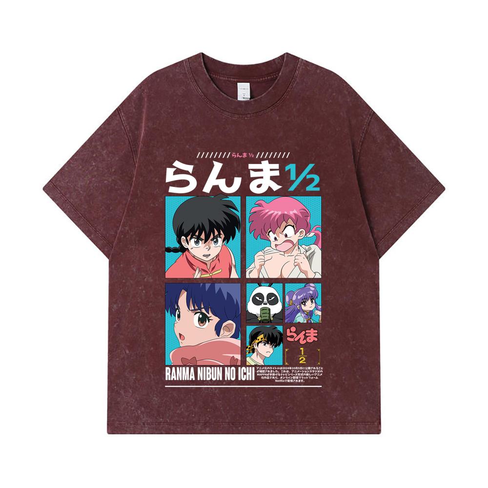 275 GSM Washed T-shirts 100% Cotton Ranma 12 V1 Print Unisex Heavy Cotton T Shirt