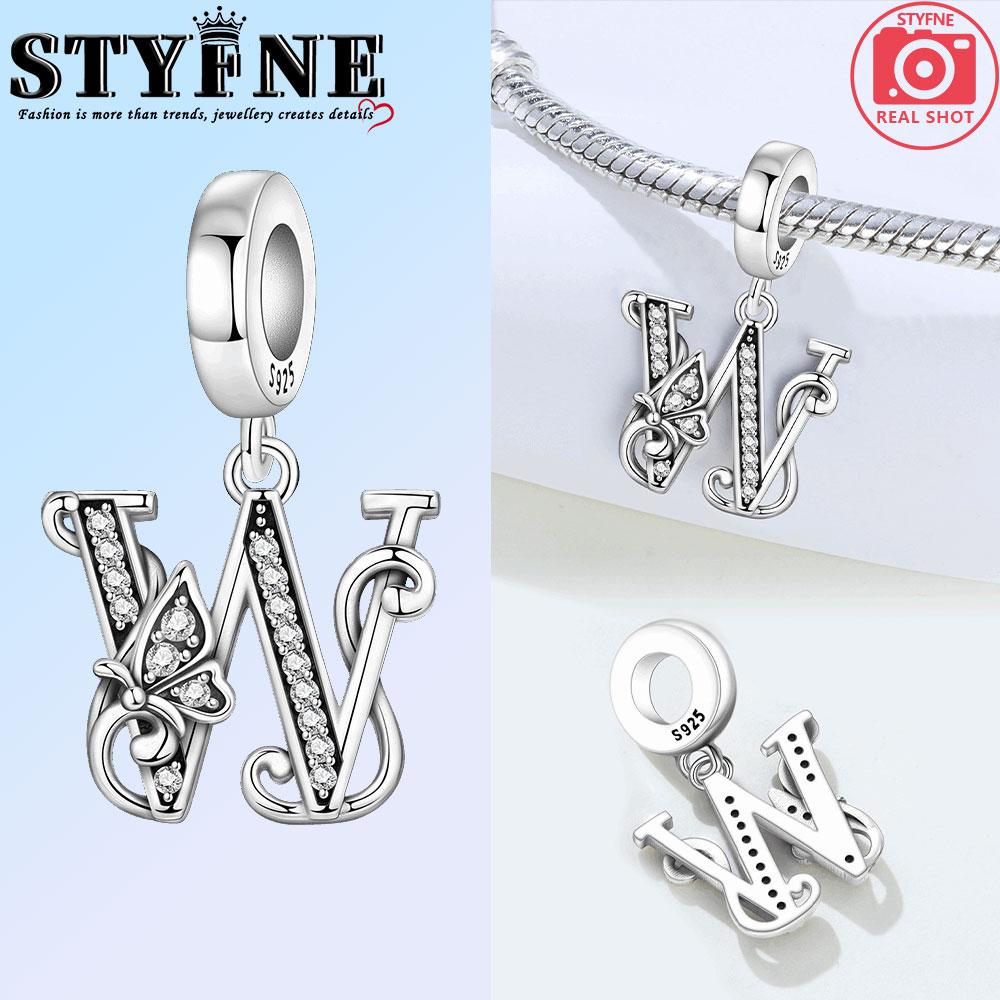 

Copper Craft Butterfly White Zircon Twenty-Six Letters A-Z Beads Pendant For Authentic Bracelet Woman Girl Jewellery W32192WW-