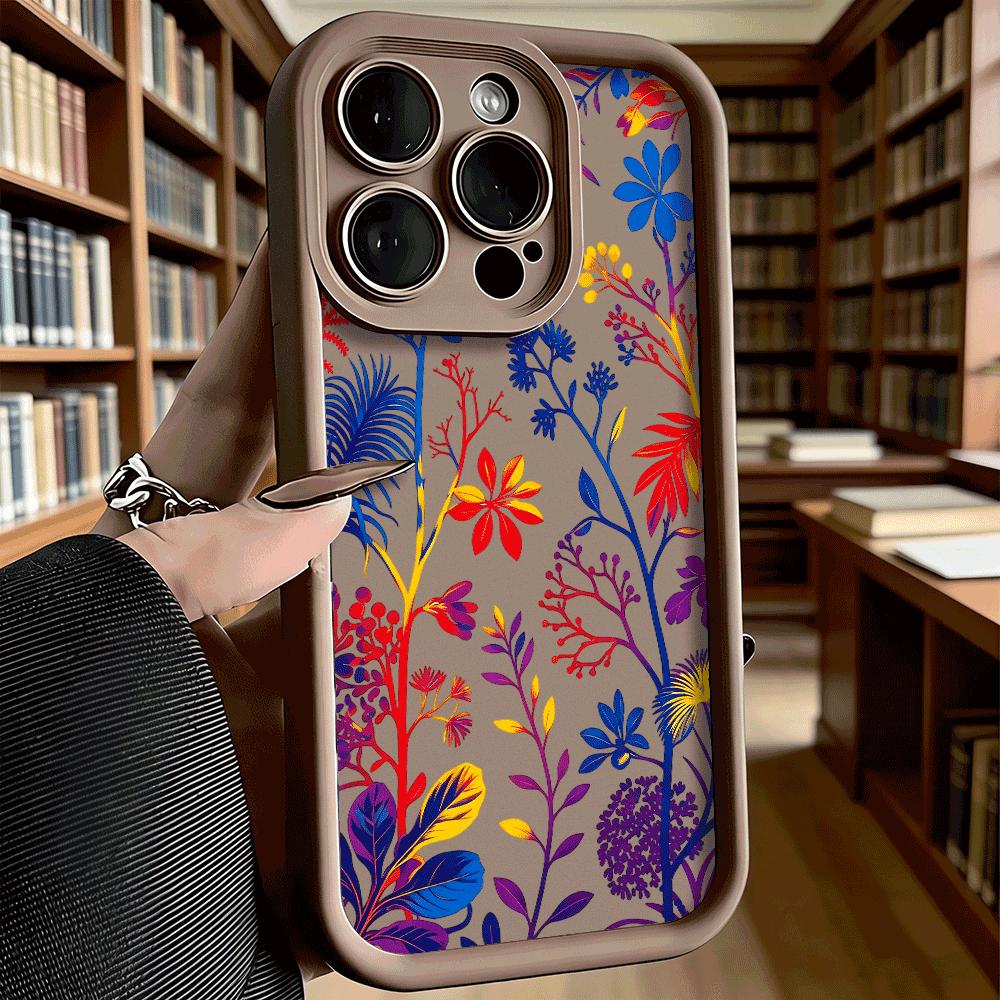 Vibrant Red Blue Botanical Art Soft TPU Shockproof Case For Xiaomi Redmi Note 15 14 13 12 11 Pro Anti-Fall Protective Back Cover