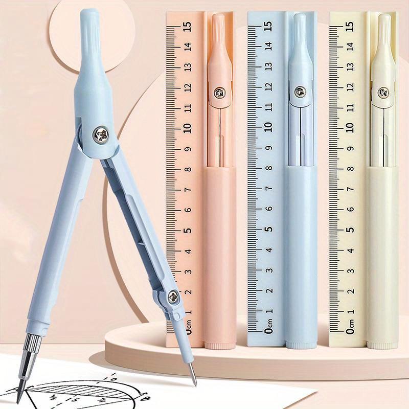 3-in-1-Geometrie-Set mit Zirkel und Lineal, Bleistift, multifunktionaler Zeichenzirkel für die Schule, Mathematik, Geometrie-Werkzeug, Schreibwaren