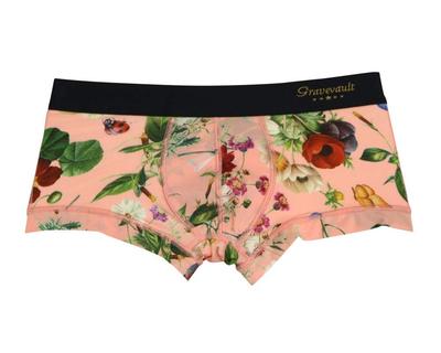 Grave Vault Boxer FLORA5 Medium Men's Low-Rise Briefs, 3050971, Pink,
