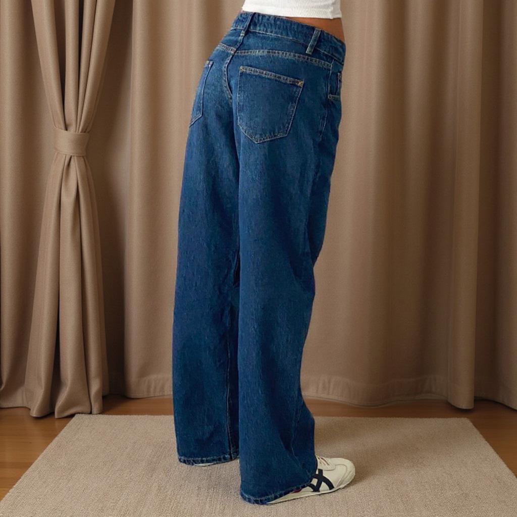 Retro Slim-Fit Wide-Leg Women's Denim Pants
