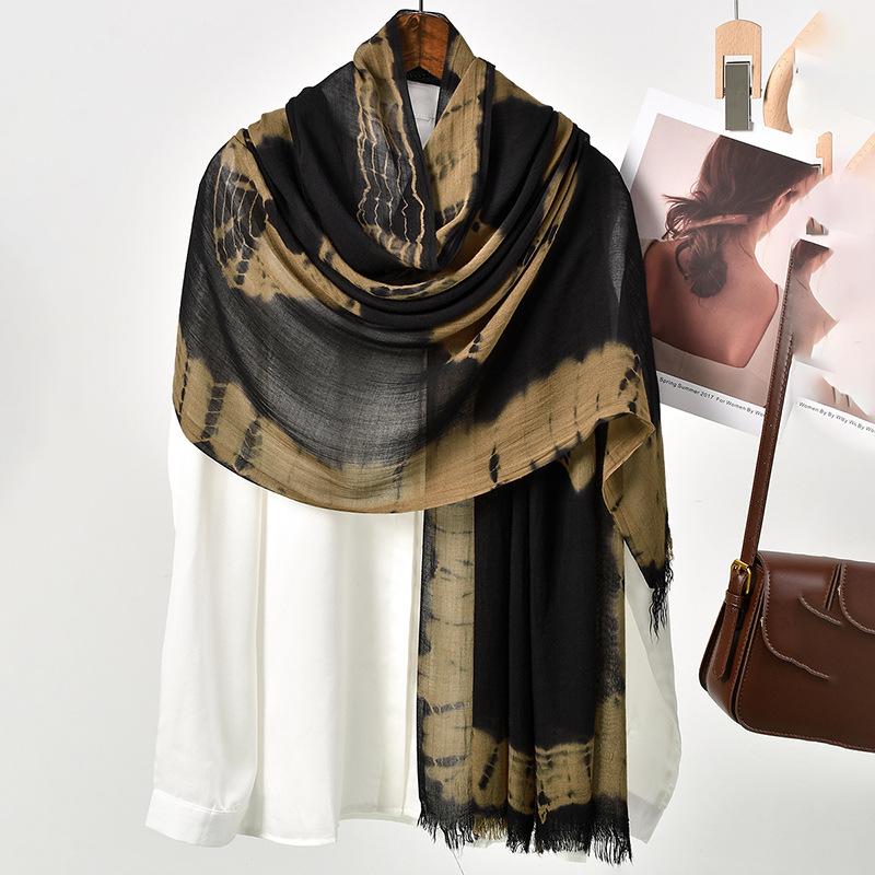 

Хит продаж новый осенне-зимний кофейный народ хлопок тай-дай длинный шарф шарф ретро шелковый шарф шаль женский летний модный наряд 185*72cm