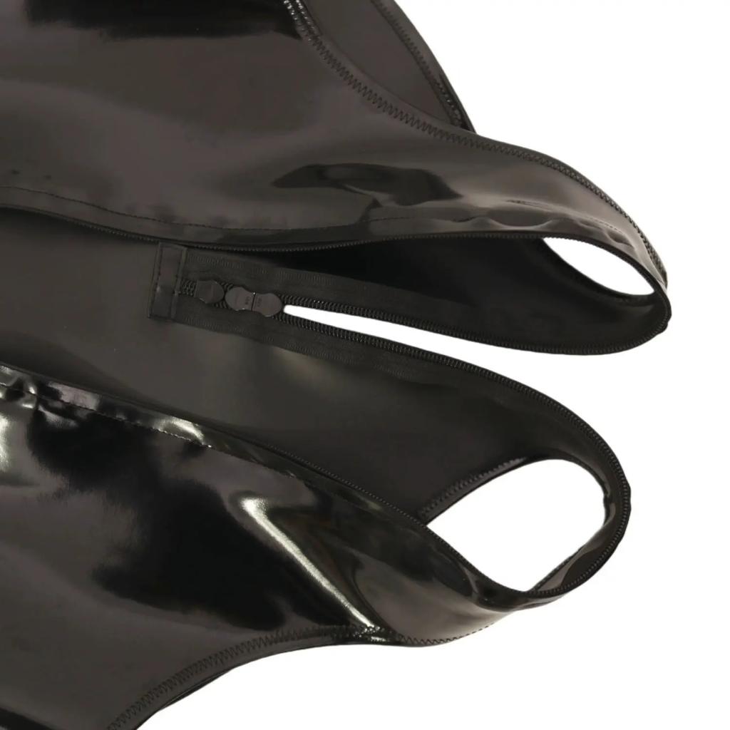 Sexy Men V Neck Vest Bodysuit Pvc Shiny Tank Top Latex Men'S Shirts Crotch Zipper Open Nightclub Stage Tights Man Sexy Punk Tops