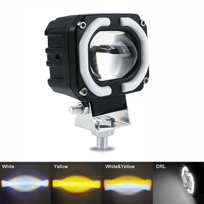 

Moto Angel Eyes Driving Lamps Spotlights 3 Build-in Mode Motorcycle Universal Headlight Auxiliary LED Running Lamp Style 4-1pc