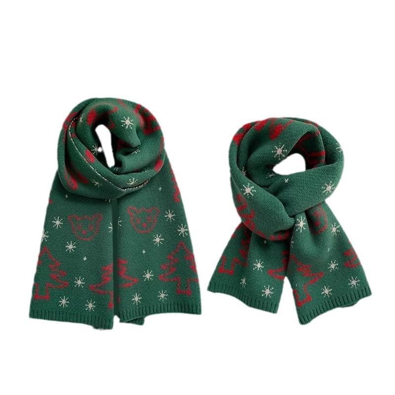 Fular de copii toamnă și iarnă nou Crăciun pentru bărbați roșu cald lână pentru copii fular tricotat fete fular gros