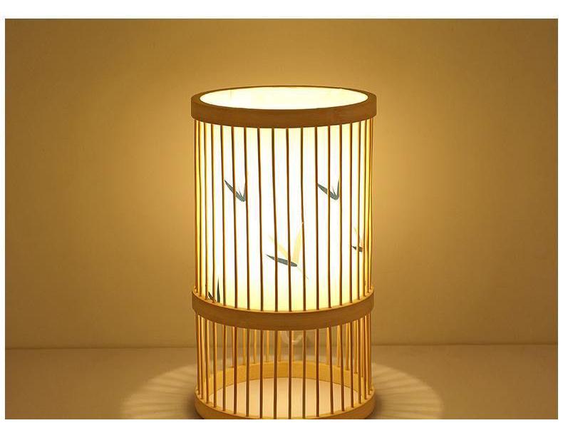 Chinese Zen Bamboo Weaving Table Lamp for Tea Room and Living Spaces