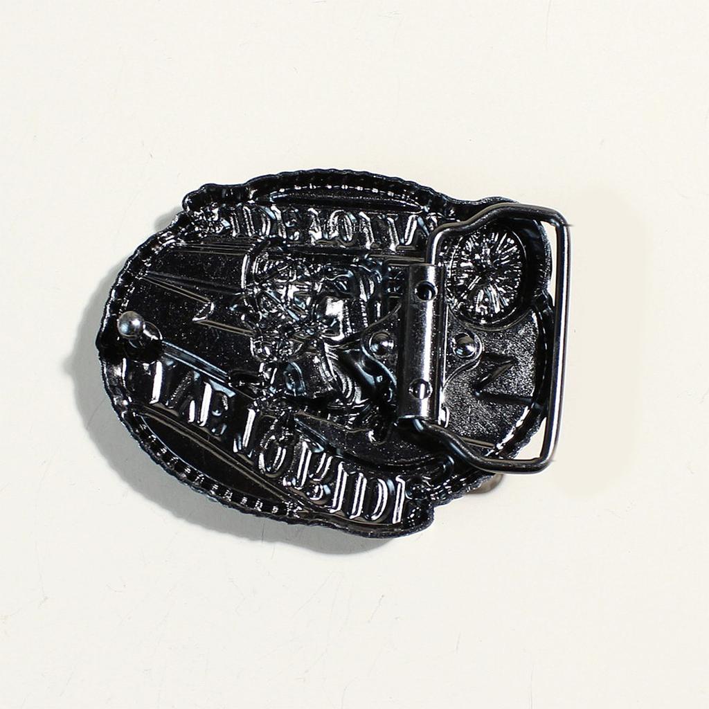 Engraved Skull Pattern Belt Buckle Motorcycle Theme Metal Buckle Belt Accessory For Casual Outfit And Riding Adventure