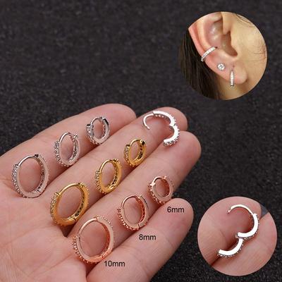 Gold Roségold Helix Knorpel Tragus Huggie Creolen Ohrringe CZ Ohrpiercing Nasenring Körperschmuck