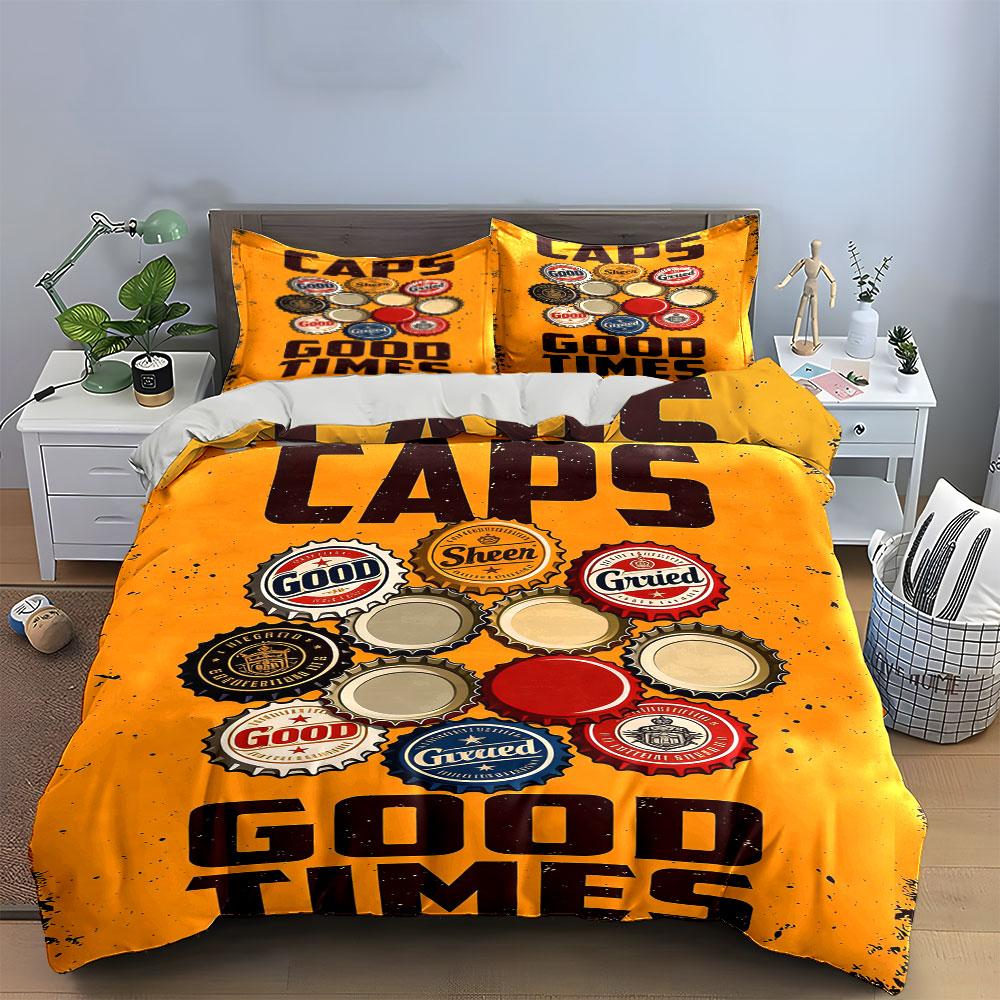Bottle Caps and Text. Bedding Sets Duvet Cover Sets Duvet Covers Pillowcases(1 * Duvet Cover 2 * Pillowcases Without Duvet Insert)