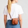 Protective camera case for Fuji Instax Mini 41 instant with photo pocket and adjustable shoulder compact and portable camera, strap, (Brown)