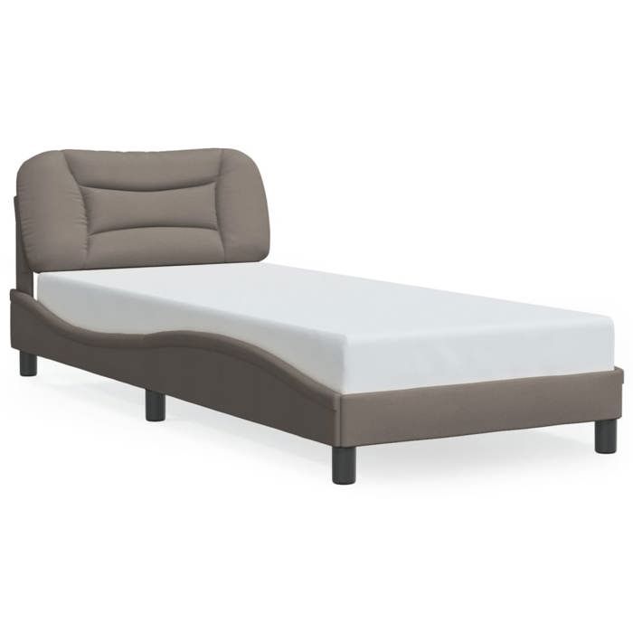 VidaXL Cadre de Lit avec Lumières LED, Lit Simple avec Coussin de Tête de Lit, Lit Adulte, Meuble de Chambre, Moderne, Taupe 3213666