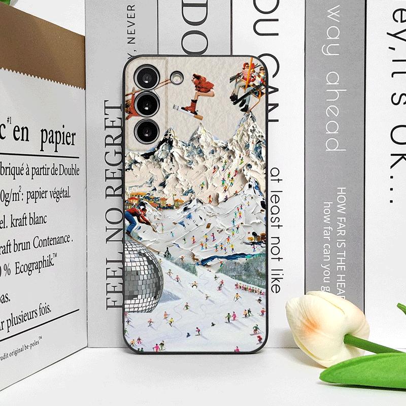 Oil Painting of Snow Scene Skiing Pattern Phone Case for OPPO Realme 14 Pro Plus 13+ 12 Lite 11 10 9 X7 PRO Ultra 5G Soft Cover
