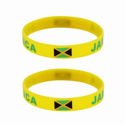 2pcs Jamaica Flag Silicone Bracelets Sport Game Wristbands National Flags Wrist Strap for Men Women Motivational Rubber Band Fashion Accessories Gifts