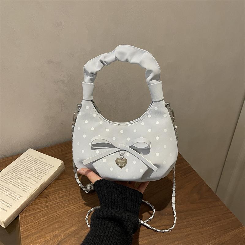 Bags Women's Polka Dot Bow Shoulder Bag Chain Crossbody Cloud Bag