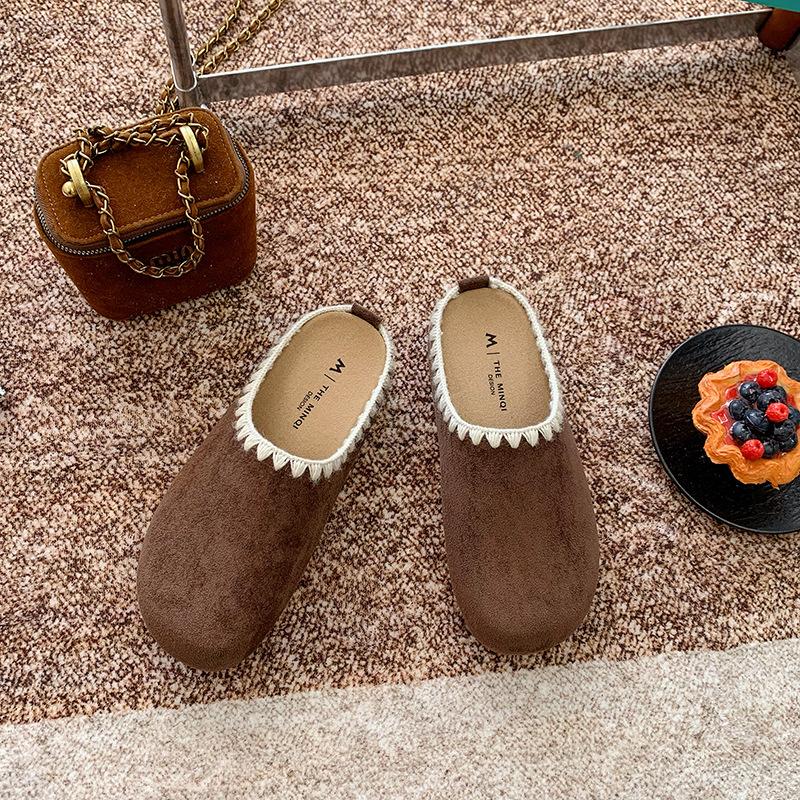 

Платформа Boken Shoes Женские 2025 Новые Boken Баотоу Полушлепанцы Ретро Туфли Мюли Одна Педаль Ленивые Туфли 40 темно-коричневого