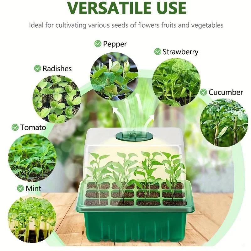 12 Holes Seed Starter Tray Plant Starter Kit and Base Mini Greenhouse Germination Kit for Seeds Growing Starting Seedling Tray