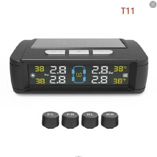 Universal Solar TPMS Tire Pressure Monitoring System IPX7 Waterproof External Sensors Dual USB/Solar Charging with LCD Display