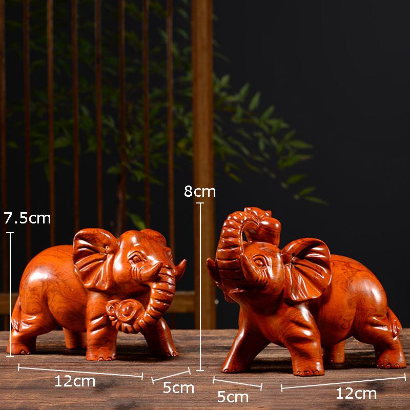 

Rosewood Wood Carving Crafts Elephant Statue 2 Pcs/set Vintage Home Decor Ornaments Living Room Decoration Sculpture