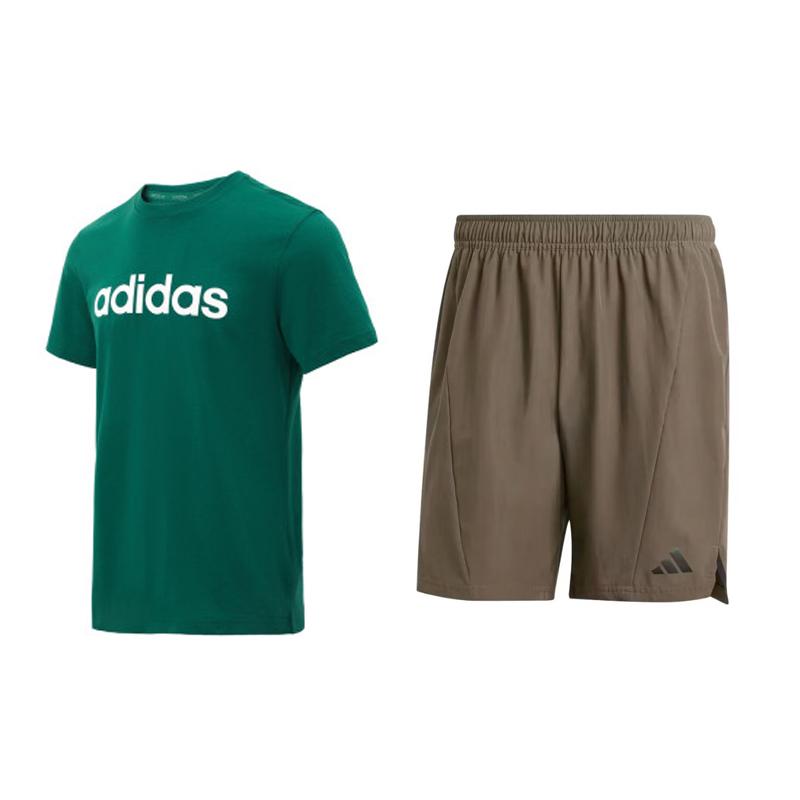 

Adidas Casual Breathable Solid Color Round Neck Short Sleeve T-Shirt And Outdoor Shorts Sports Set Men Tops, Bottoms JF3220-+IX9134-01 S