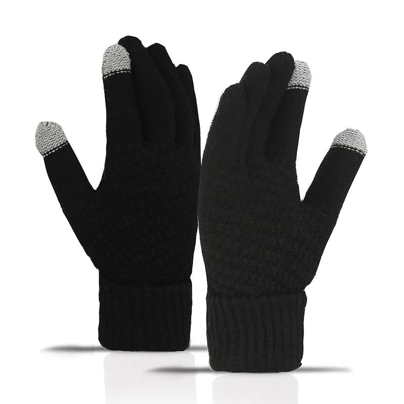 Women's Winter Velvet-Lined Touchscreen Knit Gloves - Cute, Thick, Korean Style, Cold-Proof