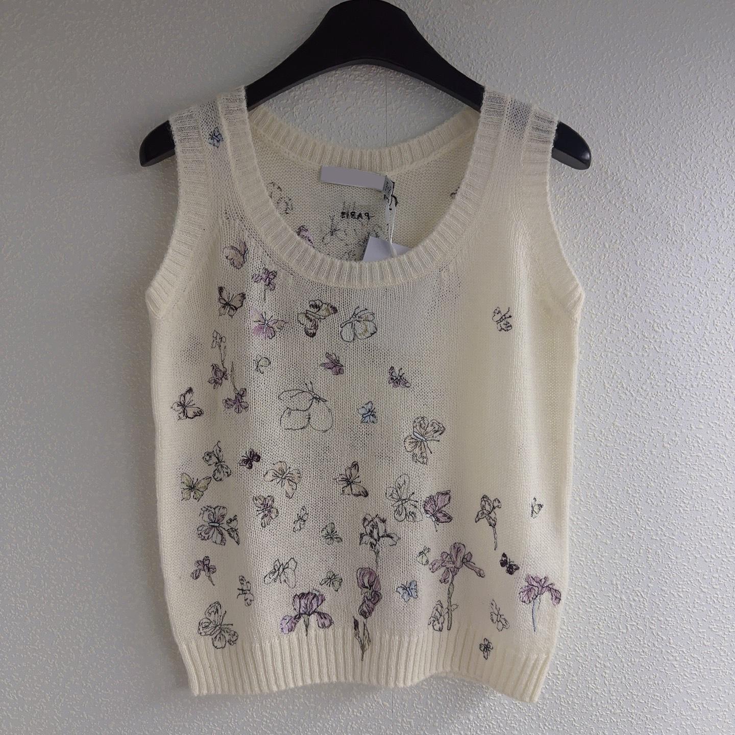 Shenzhen Nanyou High Version 2026 Spring Heavy Industry Three-dimensional Butterfly Embroidery Micro Perspective Mohair Knitted Vest S