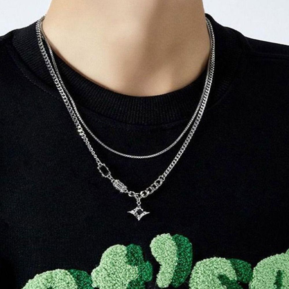 Black Star Choker Necklaces Neck Decoration Stacking  Necklace Double Link Chains Necklace  Women