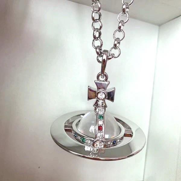 Empress Dowager 3D Earth Necklace: 20mm Glass Bead Pendant with High-End Sweater Chain.