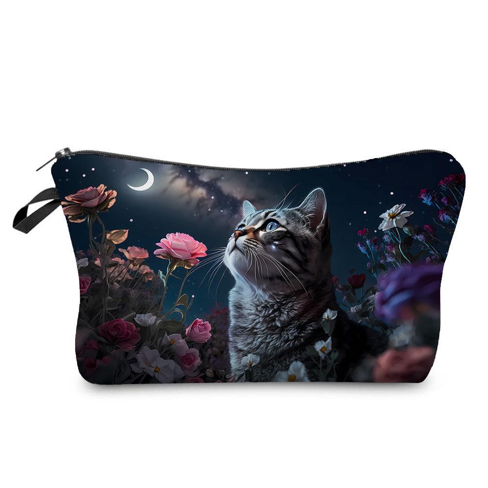 Women Cat Print Cosmetic Bag Toiletries Organize Travel Storage Case 6772