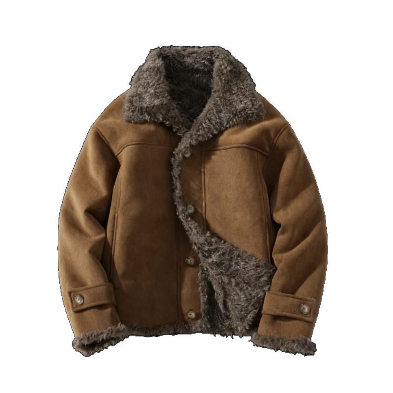 Men's High-End Lambswool Leather Motorcycle Jacket for Autumn/Winter