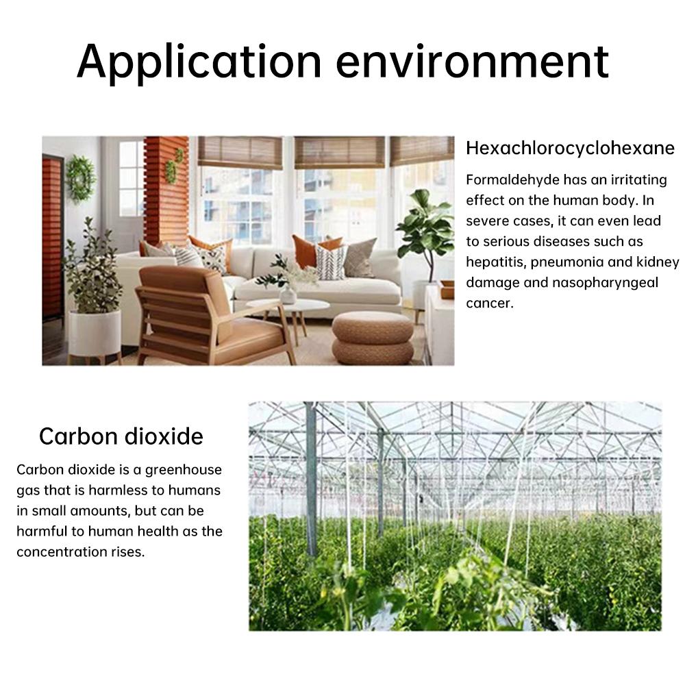 6 in 1 Multifunktionales CO2-Messgerät Digitaler Temperatur-Feuchte-Tester Kohlendioxid TVOC HCHO-Detektor Luftqualitätsmonitor