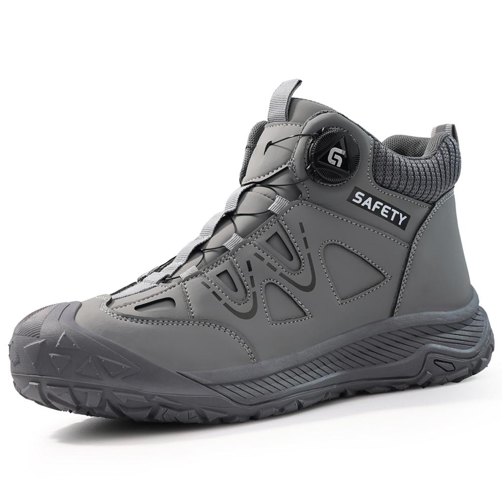 Quality Safety Shoes Men Boots Rotating button Work Boots Steel toe shoes waterproof leather boots Men Protection Shoes Non-slip