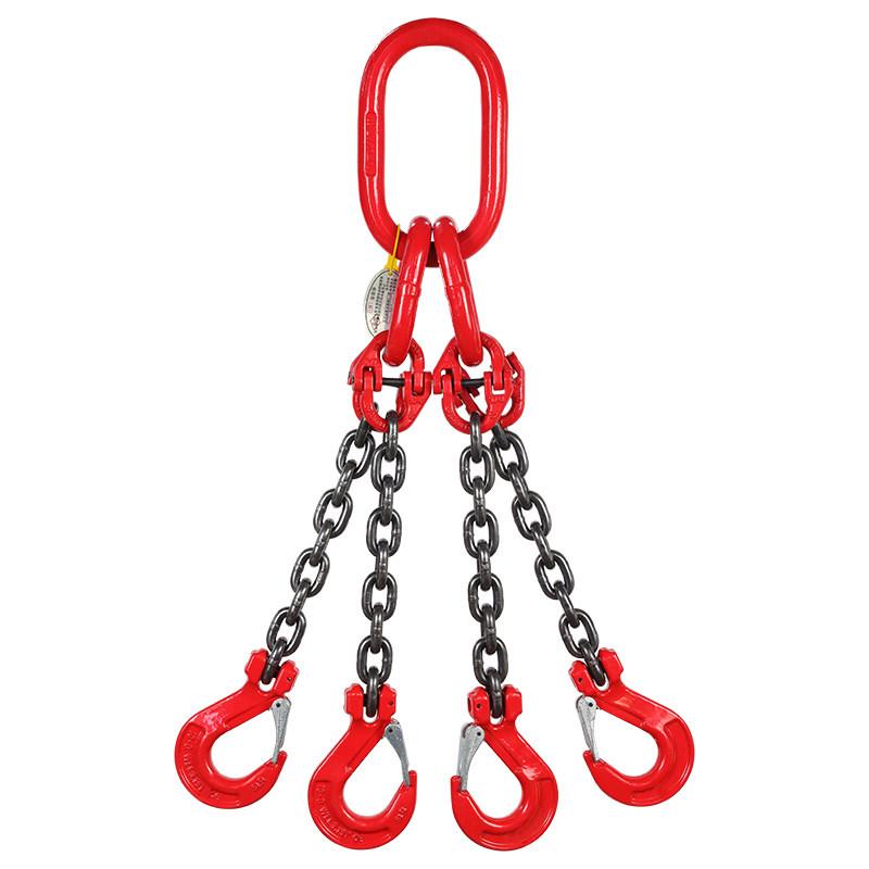 G80 Grade Heavy-Duty Steel Lifting Chain Sling with Double and Quad Hooks for Crane Use