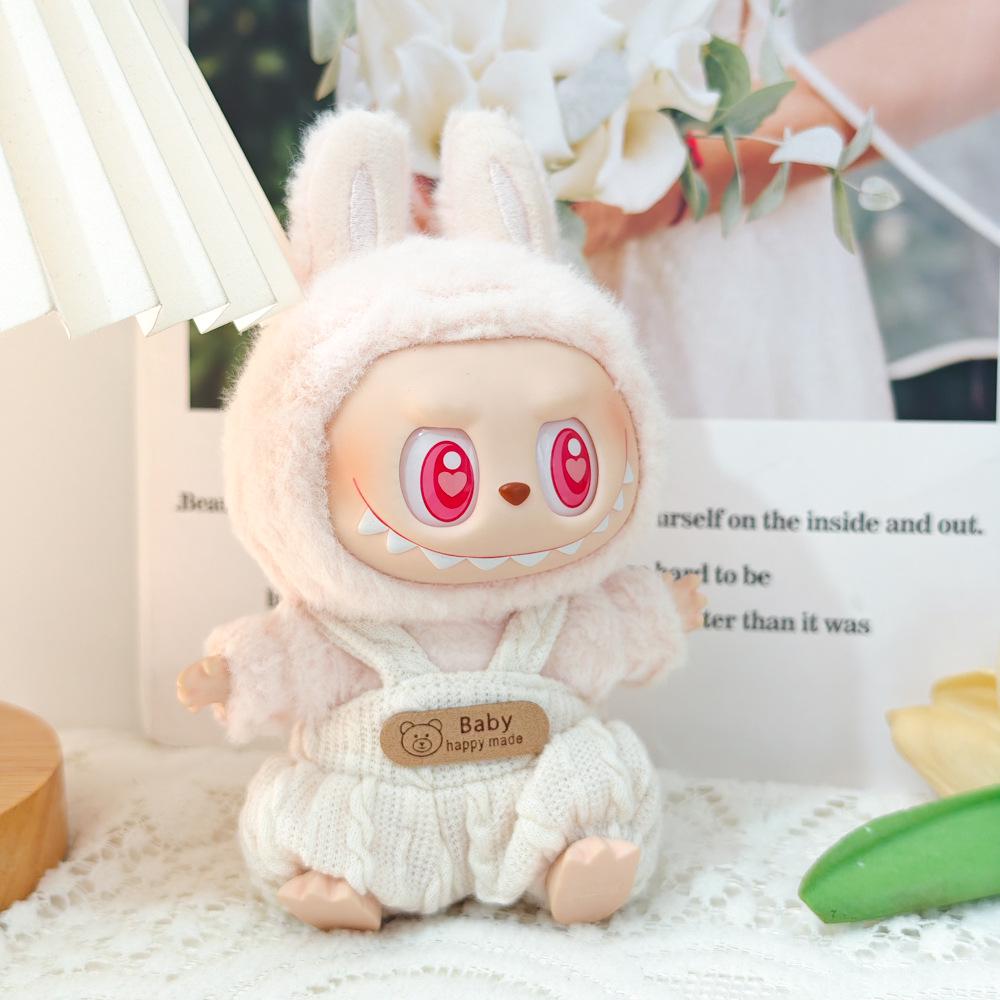 Doll Clothes & Accessories: First & Second Gen Labubu Charm Outfits - Cute Rabbit & Bear Overalls