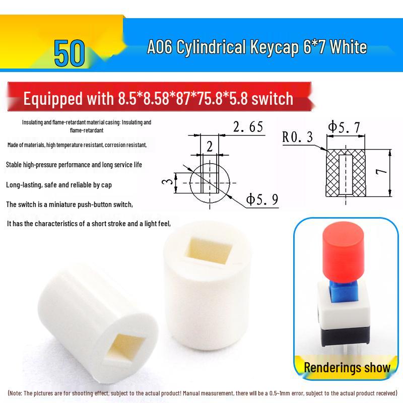Self-Locking/Non-Locking Button Switch Keypad, Six-Pin, 5.8mm/7mm/8mm/8.5mm