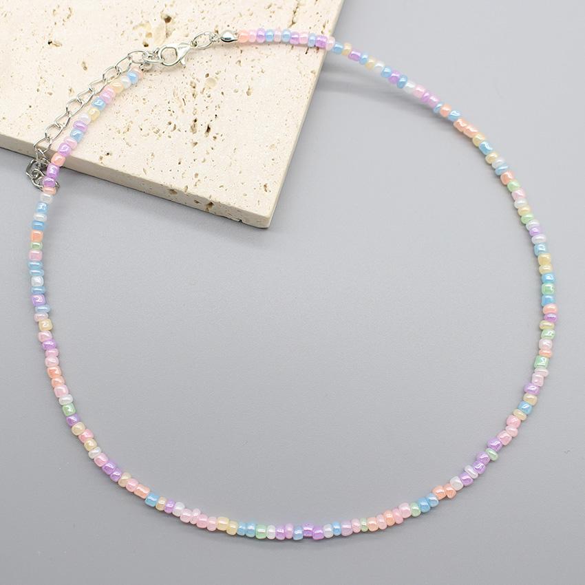 Simple Seed Beads Choker  Women Korean Fashion Charm Colorful Handmade Boho Collar Chain Neck Necklace Femme Jewelry  Gift
