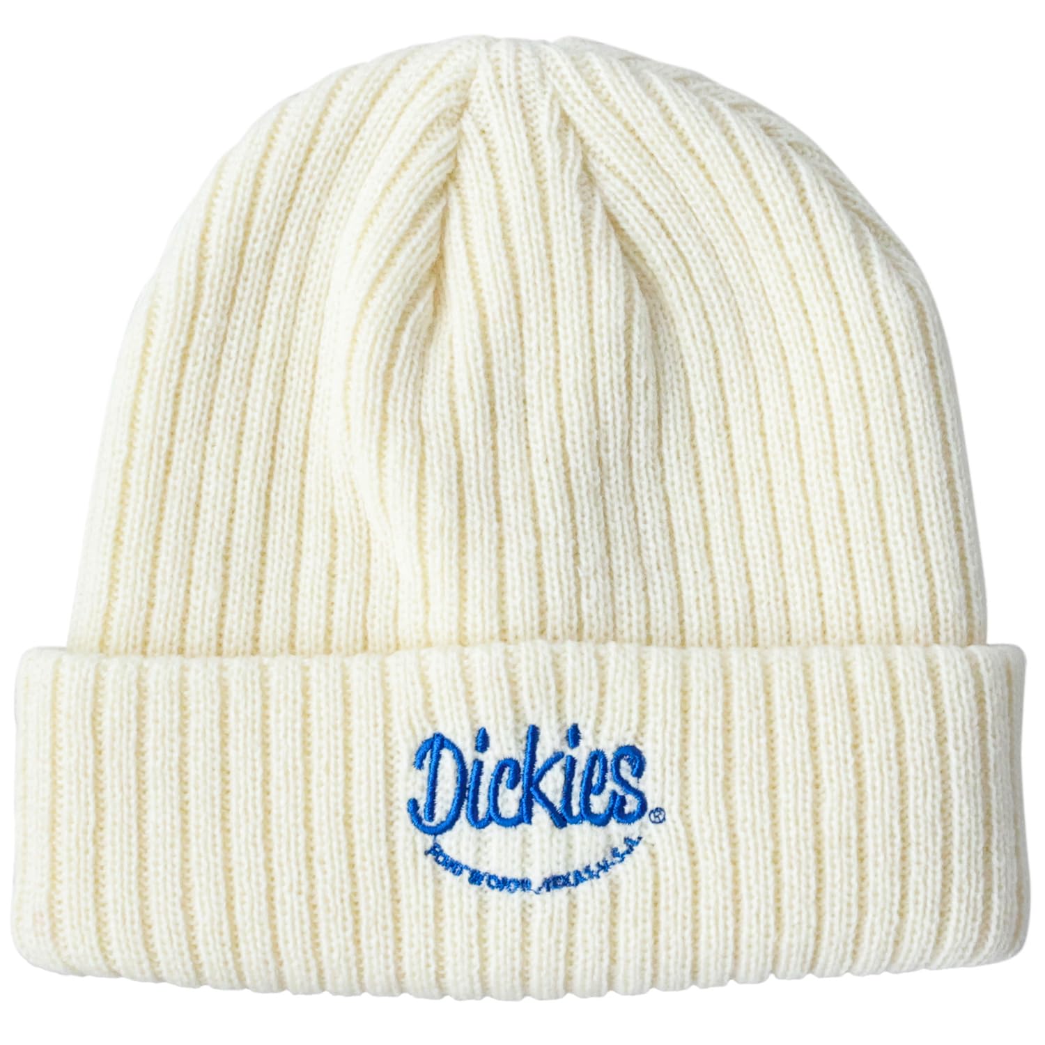 

Dickies Looking Embroidered Ribbed Knit Knit Watch Unisex Acrylic Solid Needle BLU Cap, Men s Hat, Cap, Beanie, Off-White,