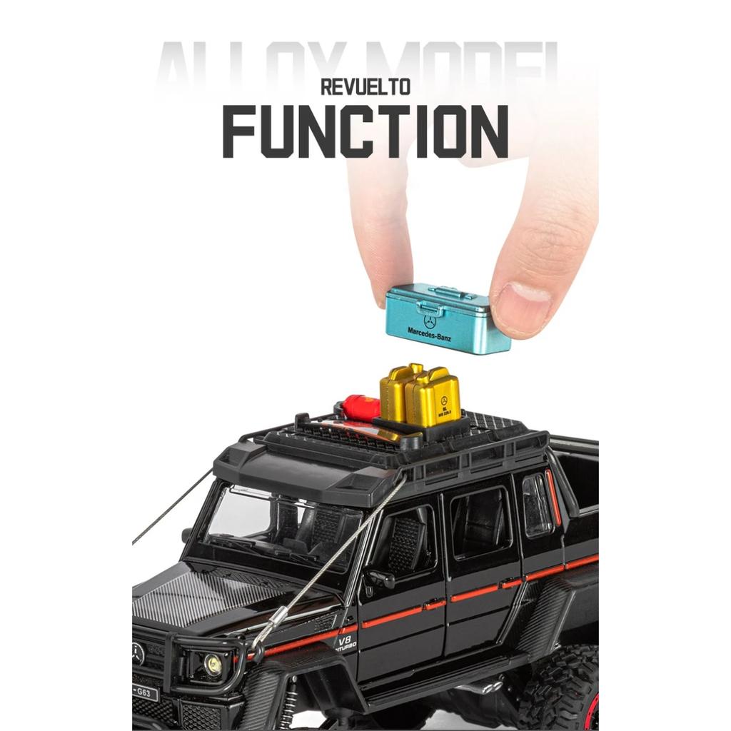 Travel Version 1/24 Benz G63 6*6 Tyre Alloy Pickup Car Model Diecasts Metal Off-Road Vehicles Car Model Sound Light Kids Toy Gift